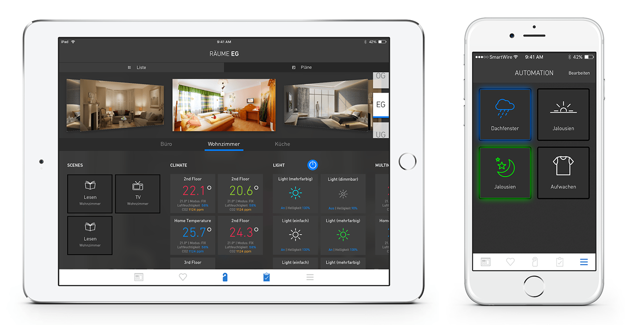 Screendesign des SARAH Smart Home Systems.