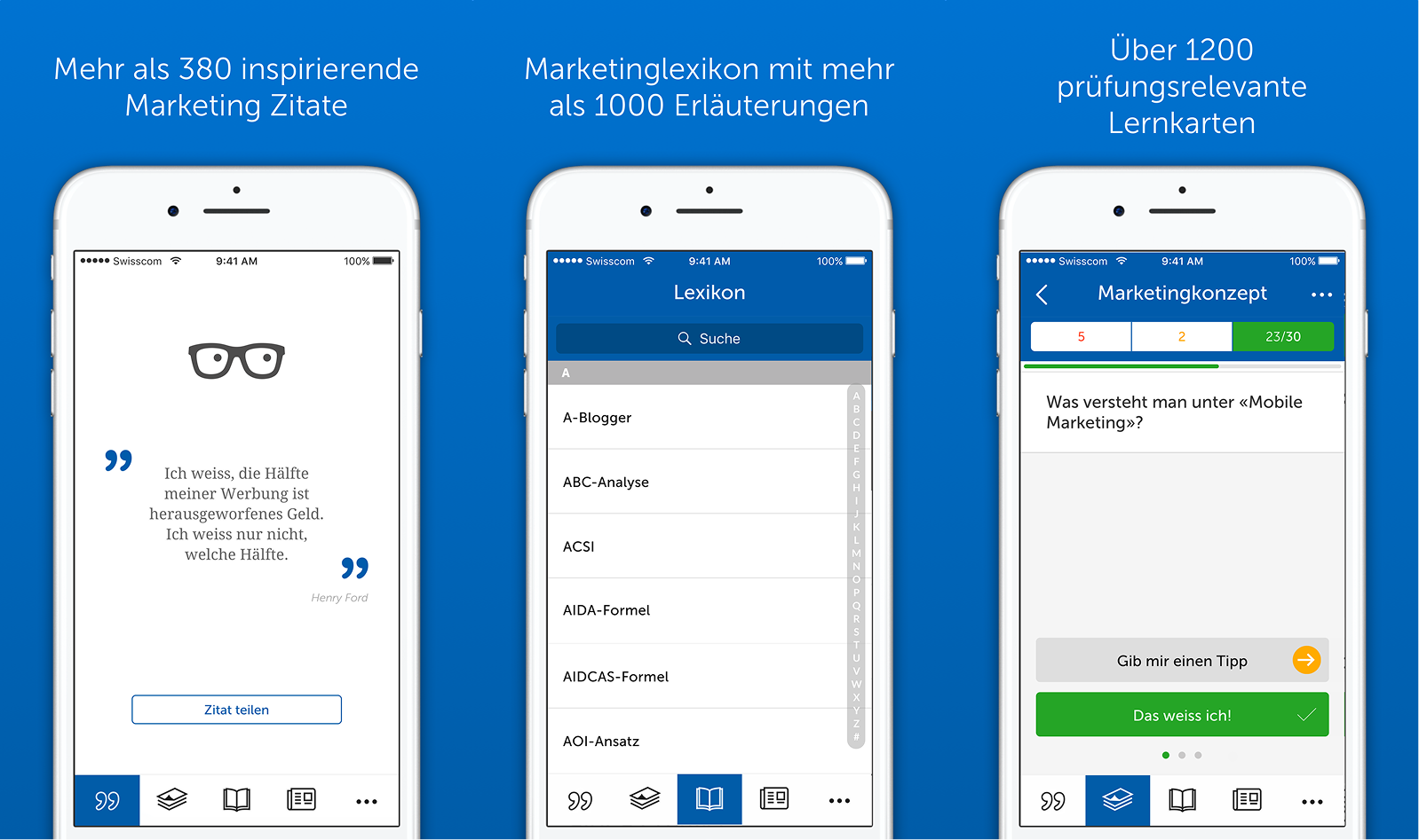 Bildschirmfotos der Marketing Experte App