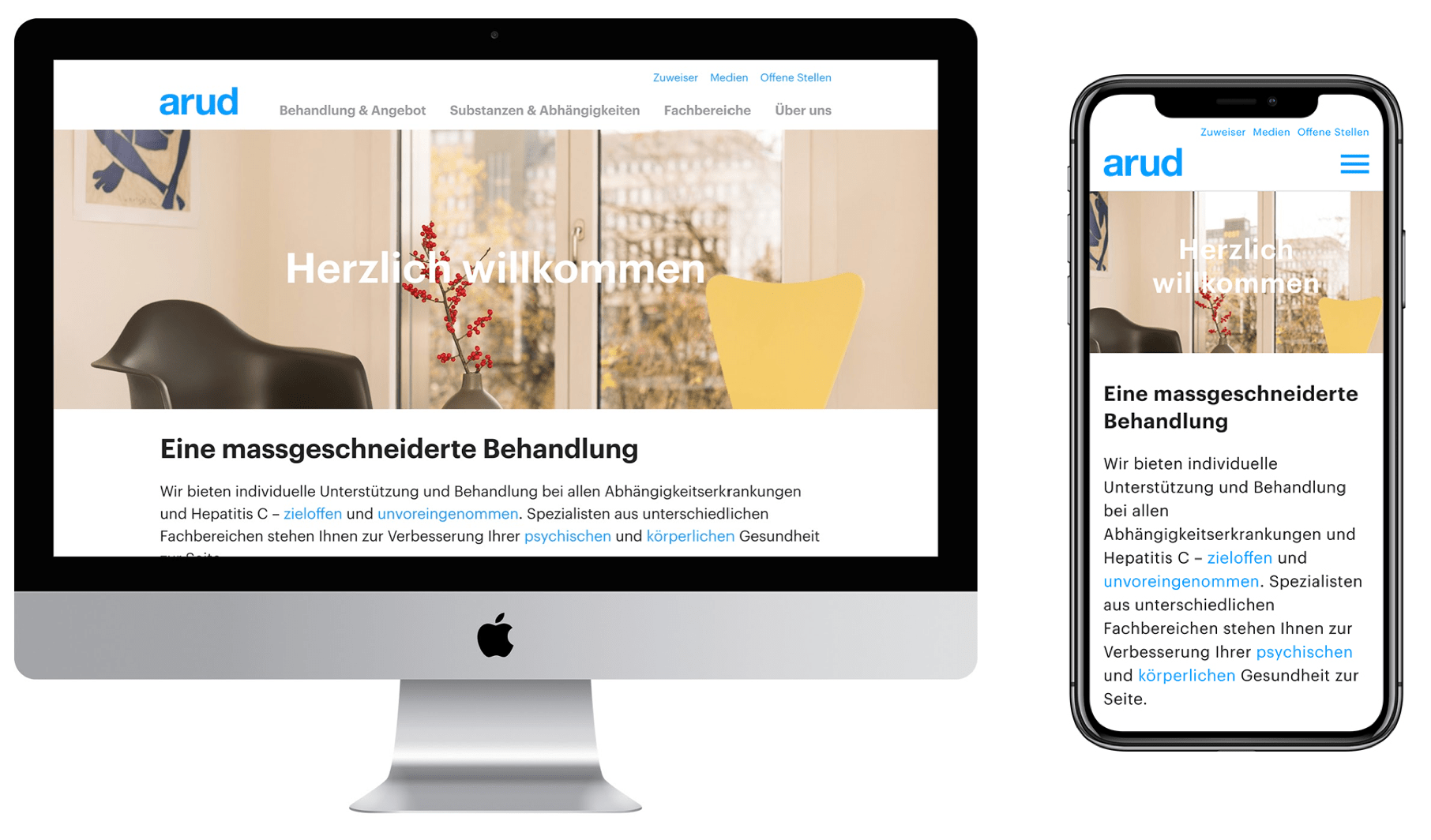 Ein Screenshot der von Apps with love gestalteten Arud-Website.