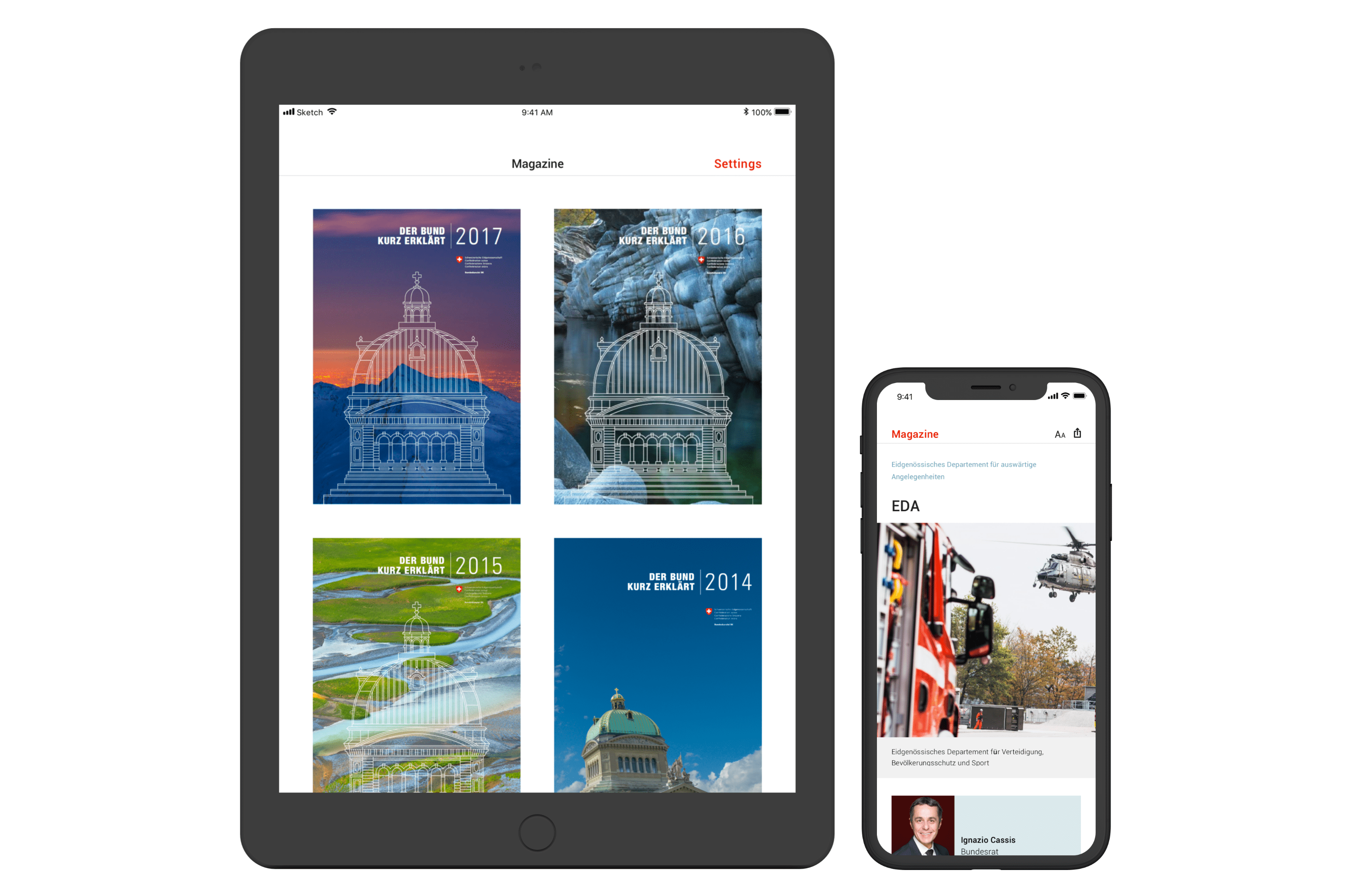 Ein Vorschaubild des Website-Projekts der Bundeskanzlei.