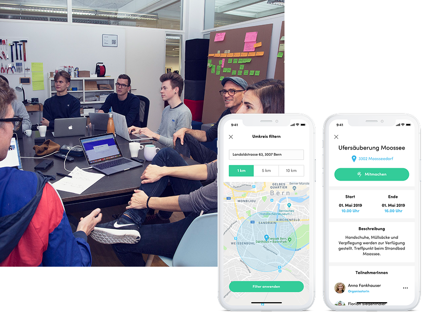 Workshop mit dem Five up Team und 2 fertige Screens der App