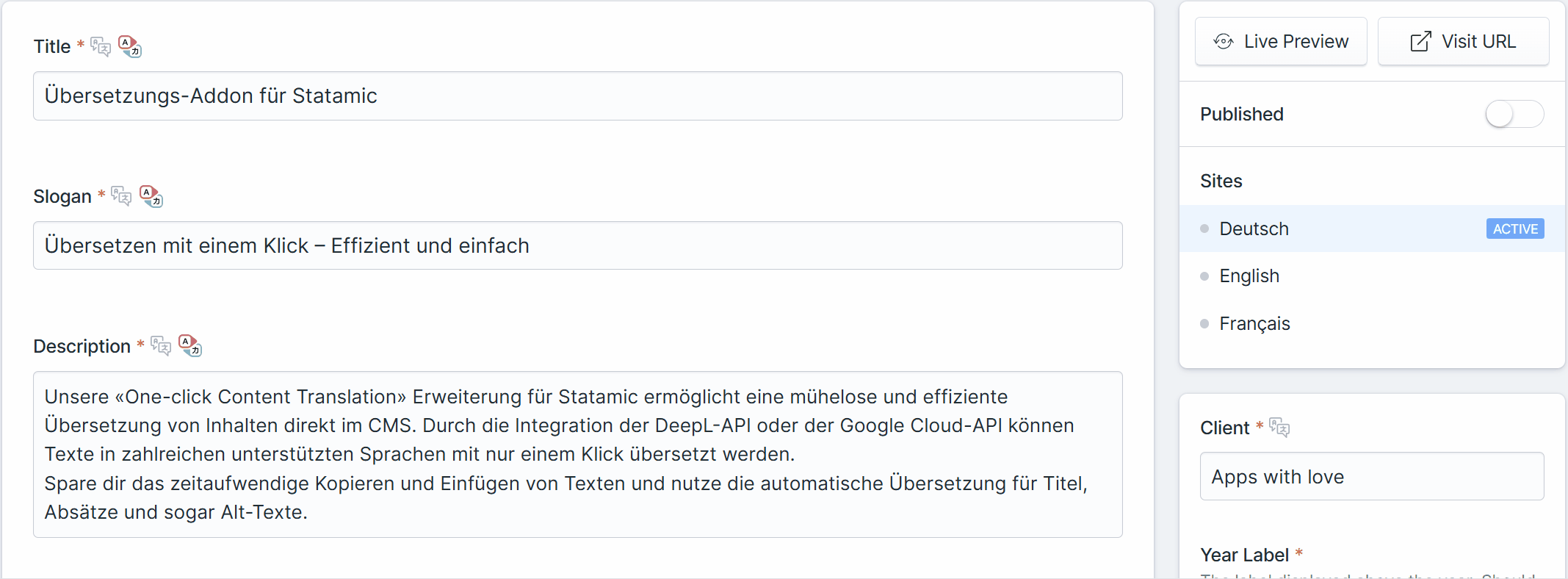Aperçu du CMS et du fonctionnement du One-Click-Addon
