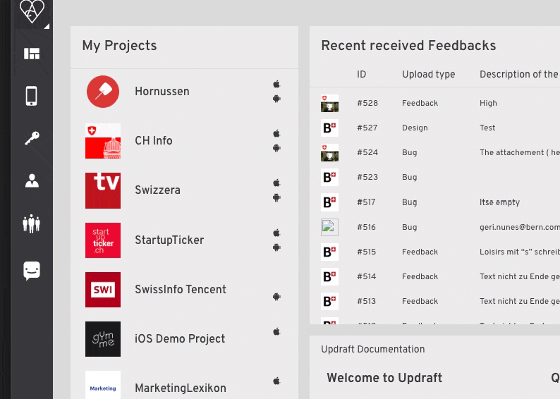 iOS and Android indication in dashboard