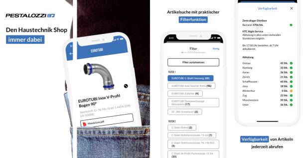 Vorschaubilder der Pestalozzi Haustech Mobile App 1/2