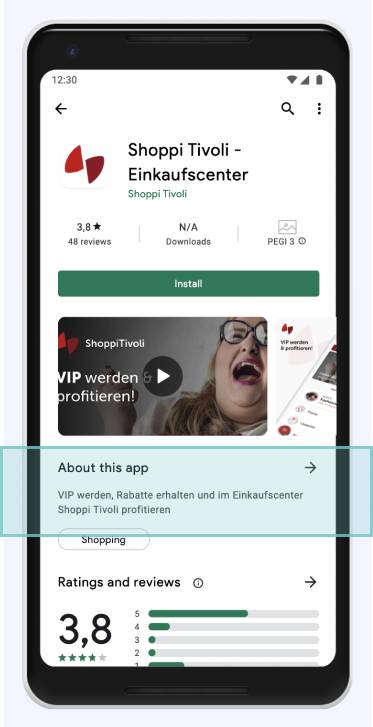 Short Description of the Shoppi Tivoli App in the Play Store