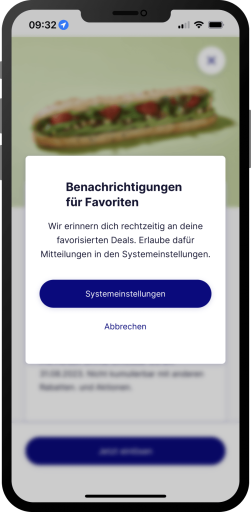 System dialog: Allow notifications for favorites