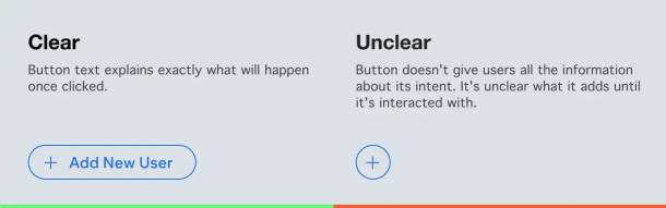 Button with explanatory text vs. without explanatory text