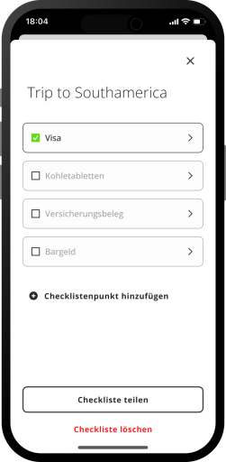 Travel checklists for each trip