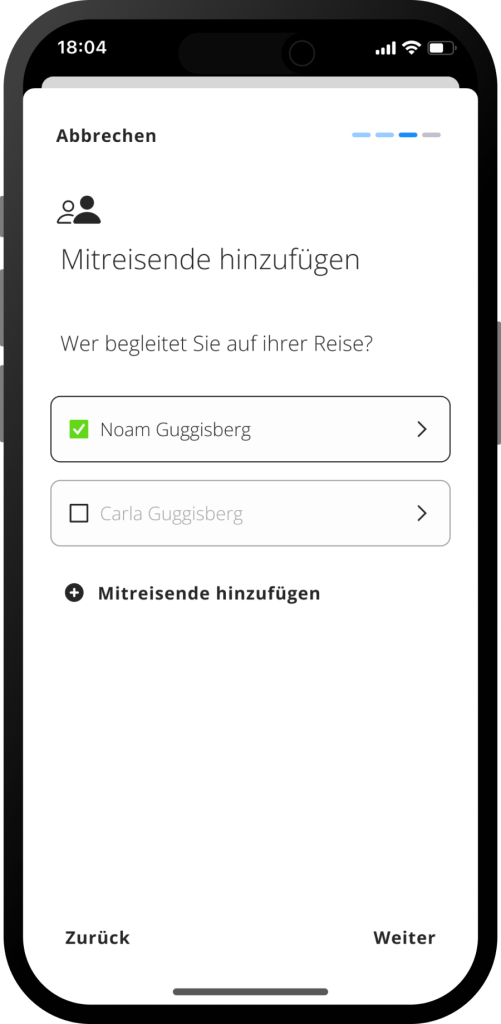 Mitreisende erfassen