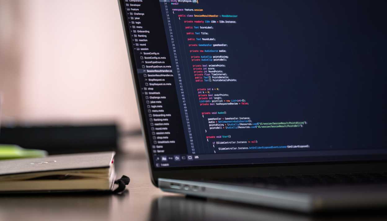 Lines of code displayed on a laptop