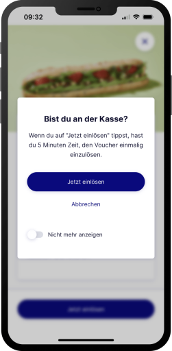 System dialog: Redeeming a voucher in the Insider app