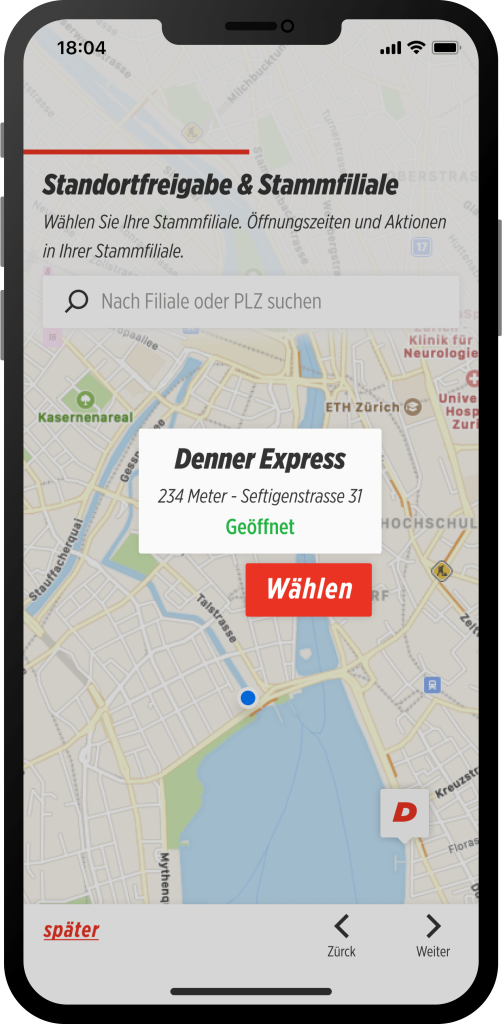 Final screen for the selection of the main branch