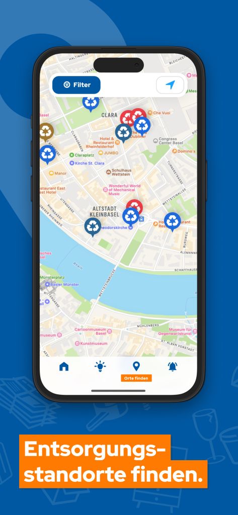 App Store Preview Screen Dräggwägg App - Disposal locations on map