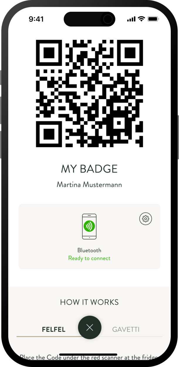 QR code as a digital badge to open the fridge