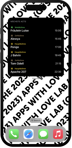 Screenshot Guesche 2023 hackathon app: Homescreen Widget