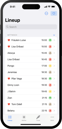 Screenshot Guesche 2023 hackathon app: Lineup Screen