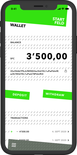 Startfeld Wallet Homescreen