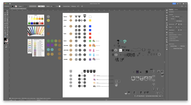 Screenshot aus Adobe Illustrator, in welchem die Orden digital nachgezeichnet werden