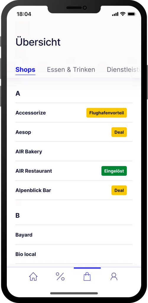 Alphabetische Übersicht der Angebote in der Insider Card