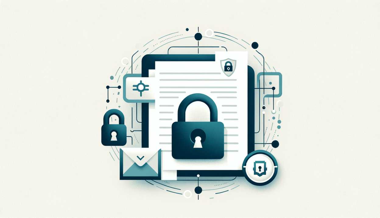 Illustration showing documents and a padlock