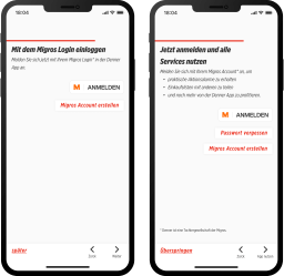 Denner App Login Screen vor und nach UX-Writing