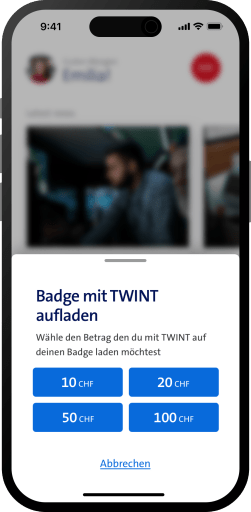 Badge mit Twint aufladen