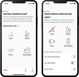 Denner App Präferenz Screens vor un nach UX-Writing