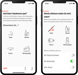 Denner App screen of preferences before and after UX-Writing