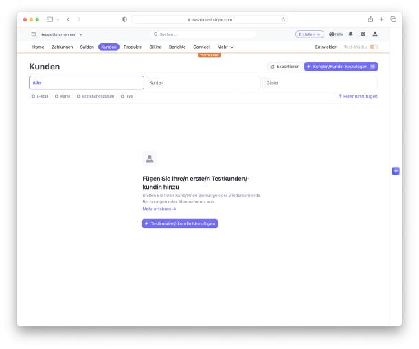 Capture d'écran Stripe Dashboard
