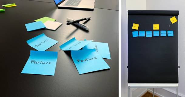 Post-its mit Epics und Features