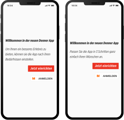 Denner App Welcome Screen vor und nach UX-Writing