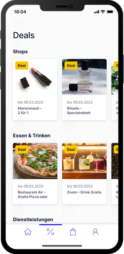 Übersicht der verfügbaren Deals in der ZRH Insider App