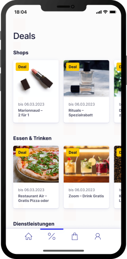 Overview of available deals in the ZRH Insider App